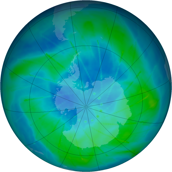 Antarctic ozone map for 27 February 2010